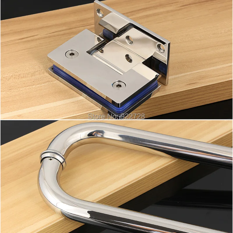 Безрамные душевые стеклянные дверные петли и ручки Me 011 полированная отделка 10