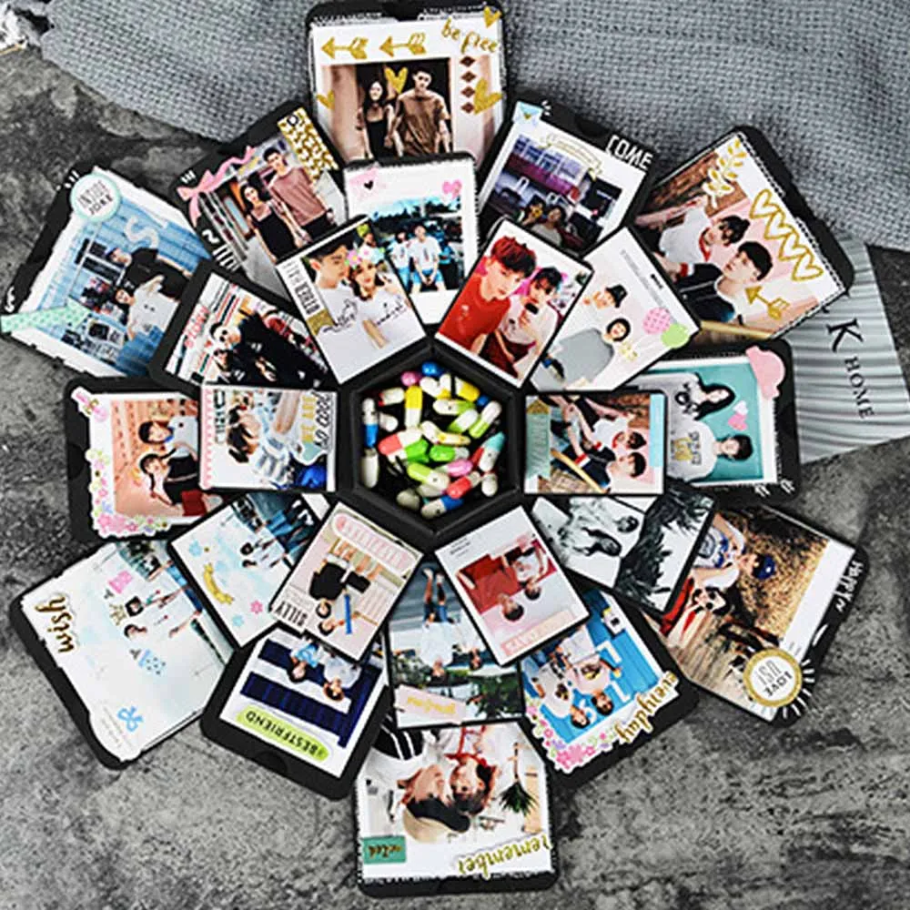 13 см Высота Творческий взрыв коробка любовь памяти многослойный сюрприз DIY Фотоальбом как день рождения Юбилей подарки