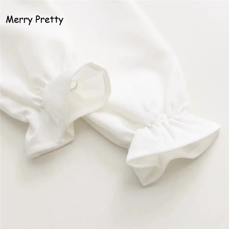Merry Pretty, женские блузки для девочек, Осенние, с длинным рукавом, воротник Питер Пэн, розовый бант, белая шифоновая блузка, рубашка, школьная форма, Топ