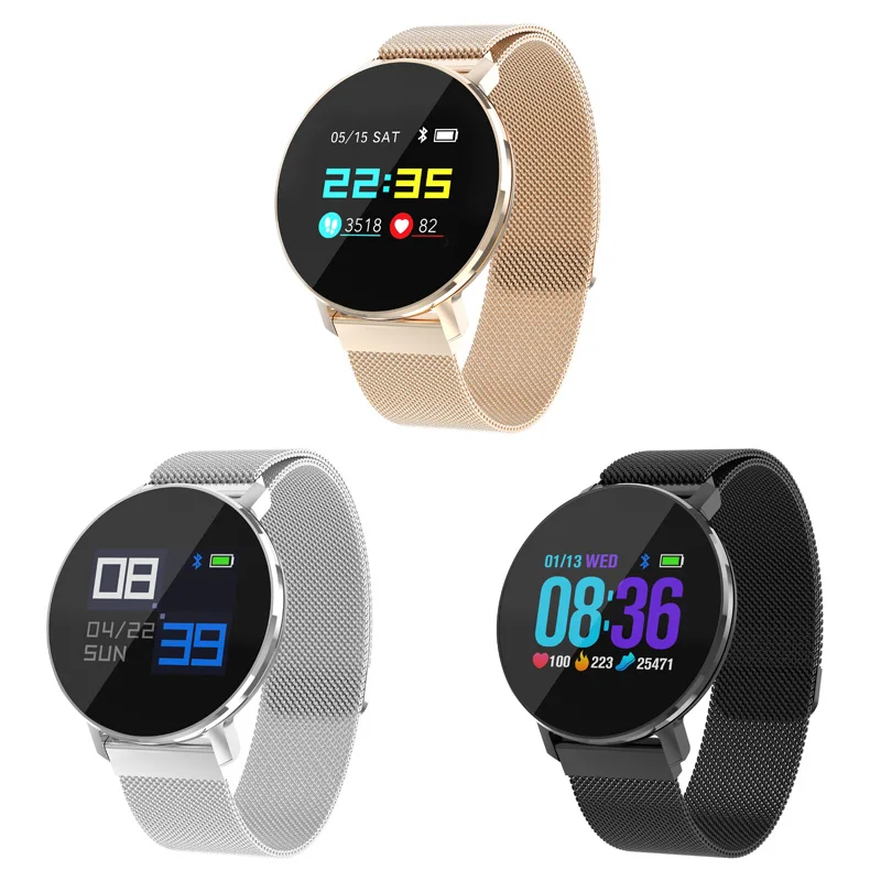 Супер тонкий смарт часы Android IOS стальной браслет фитнес трекер для мужчин и женщин
