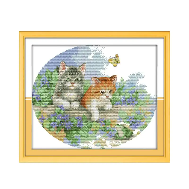 Joy Sunday 11CT 14CT ручная вышивка крестом Набор милый котенок животное нить DMC Вышивка diy Вышивка Картины