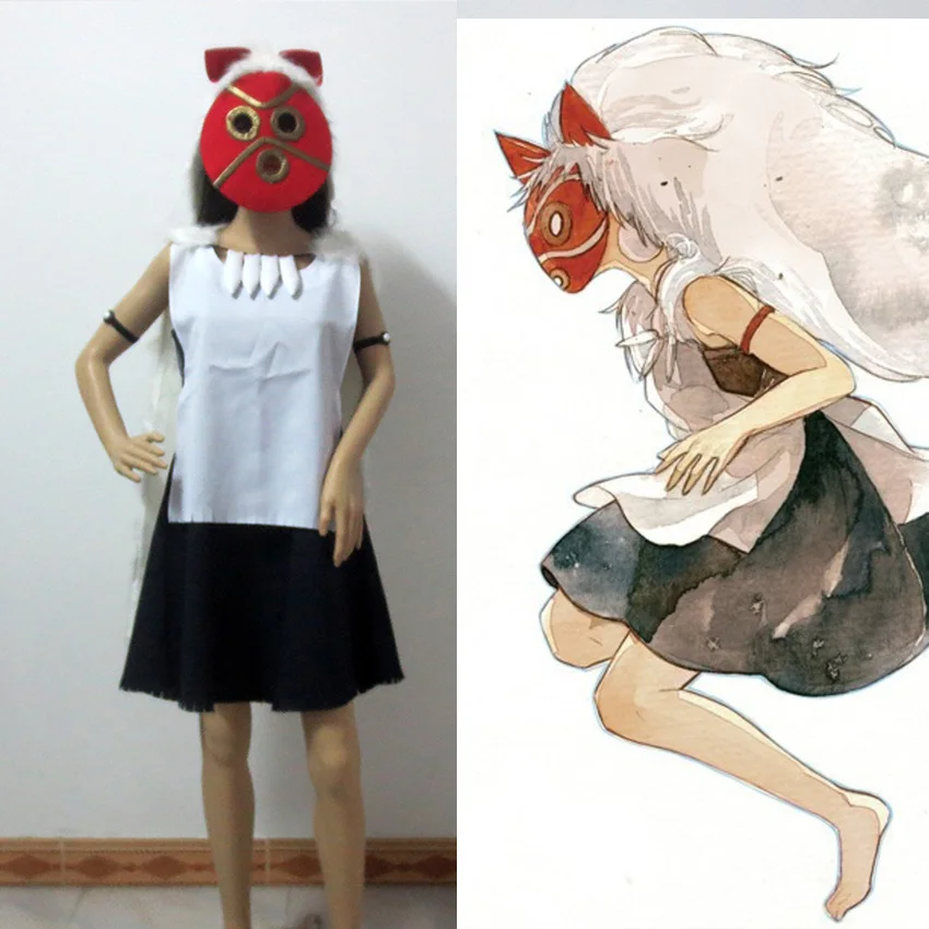 Косплей Костюм принцессы Mononoke Hime san из аниме маска сделанная на заказ бесплатная