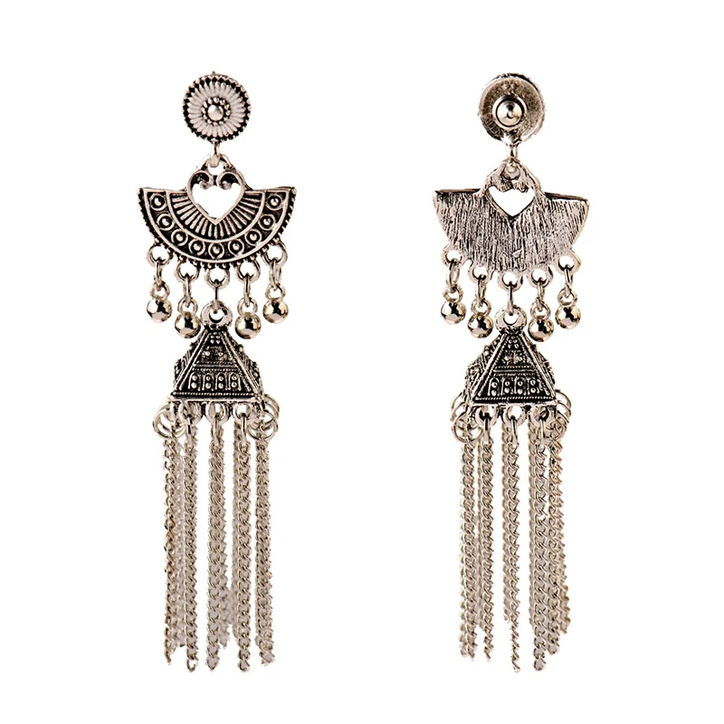 Классические женские Jhumka Jhumki золотые индийские серьги Модные ювелирные изделия богемский Цыганский Длинное украшение с кисточкой Афган Египетский турецкий