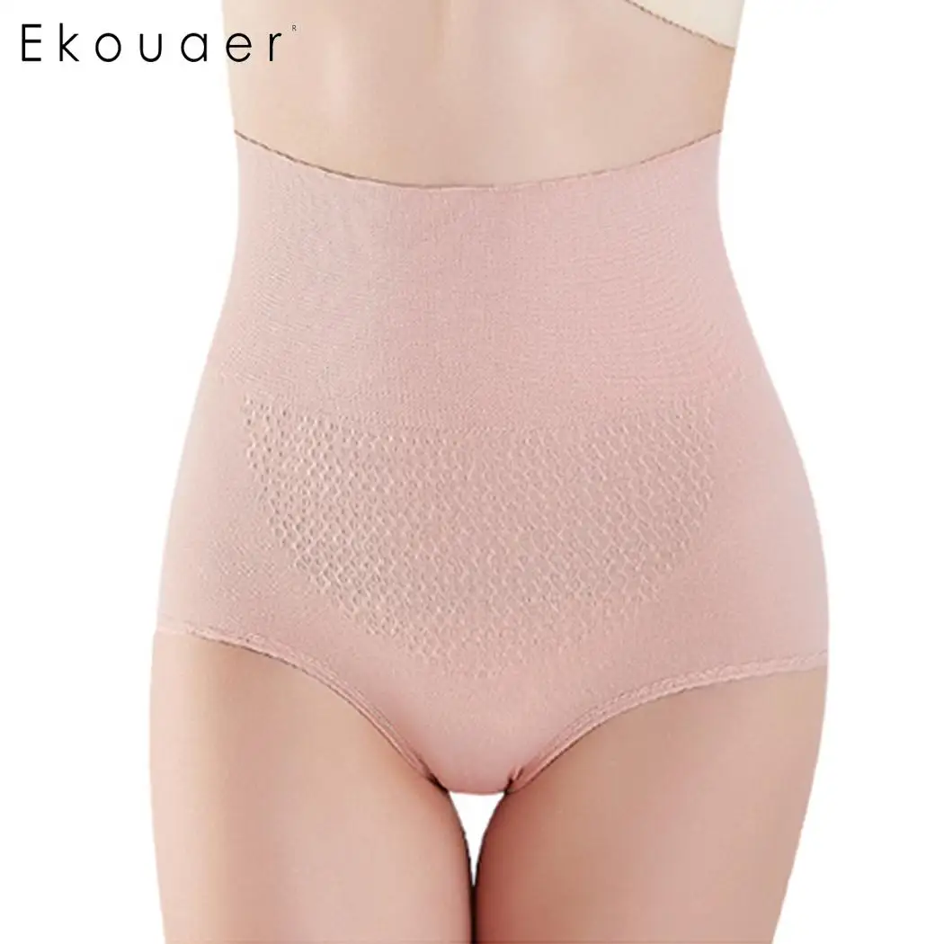Ekouaer Нижнее белье Женские Трусики Sexy Высокая Талия животик Управление Body Shaper