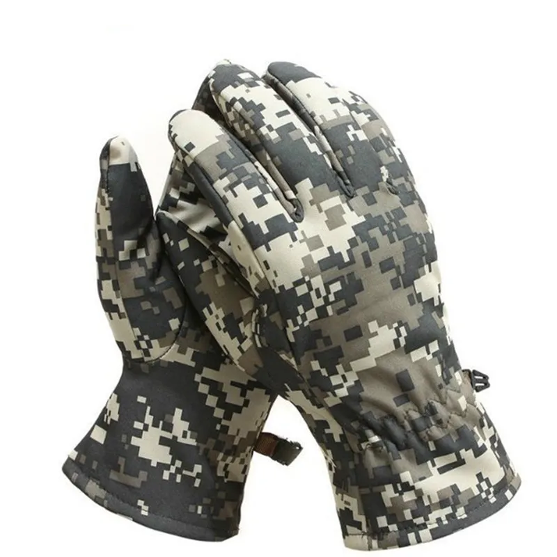 

Winter Outdoor Cycling Waterproof Thermal Fleece Gloves Fishing Climbing Camouflage Sports Tactical Training Full Finger Mittens