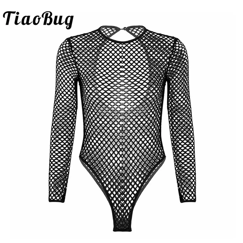 Модный женский цельный комбинезон TiaoBug прозрачный трико с длинным рукавом и