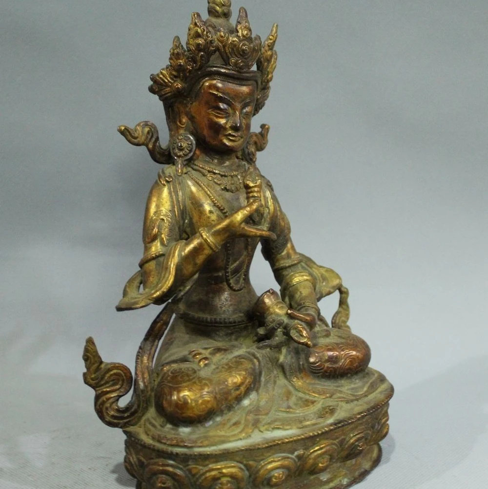 9&quot Tibet Temple Bronze Gold Buddhism Vajra Vajrasattva Vajradhara Buddha Seat | Дом и сад