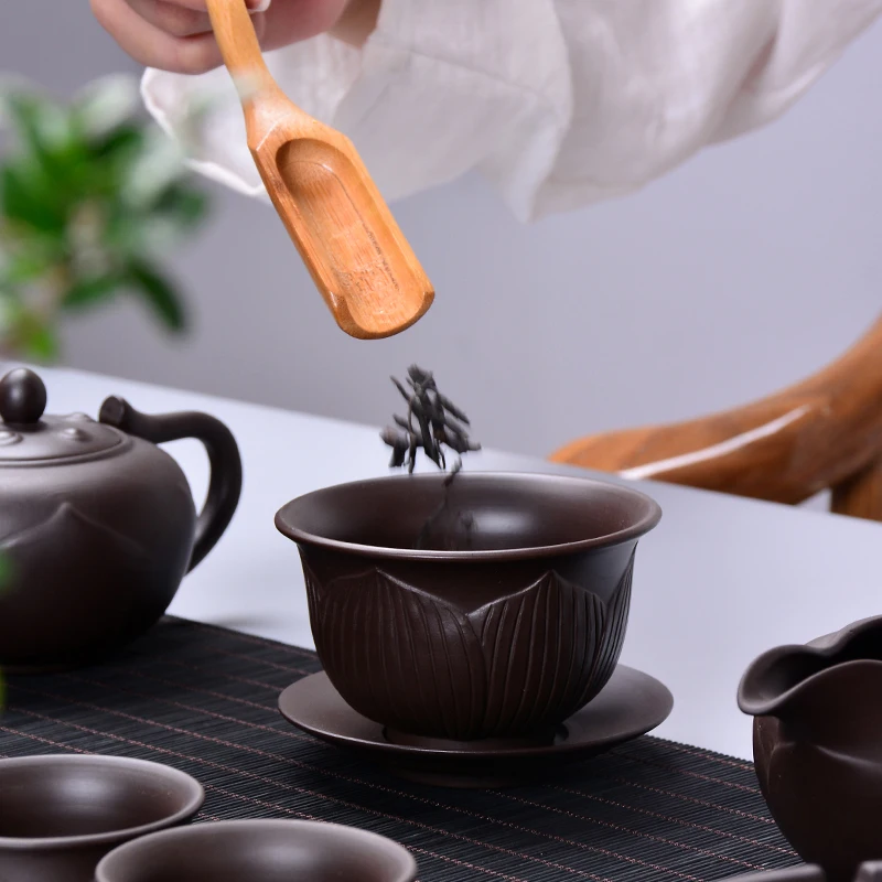 200/230ml Yixing Purple Clay Gaiwan Tea Bowl with Lid Saucer Set Vintage Zisha Drinkware Teaware Office Ceremony Tureen Gift | Дом и сад