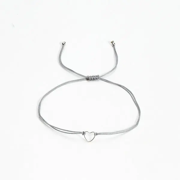 silver heart Grey Г. YCX Мода полые сердце золотого цвета браслет пару очарование регулируемый низка на удачу веревки Желание карты Браслеты классический подарки для пары браслеты для пар с пожеланиям - Окраска металла: silver heart Grey