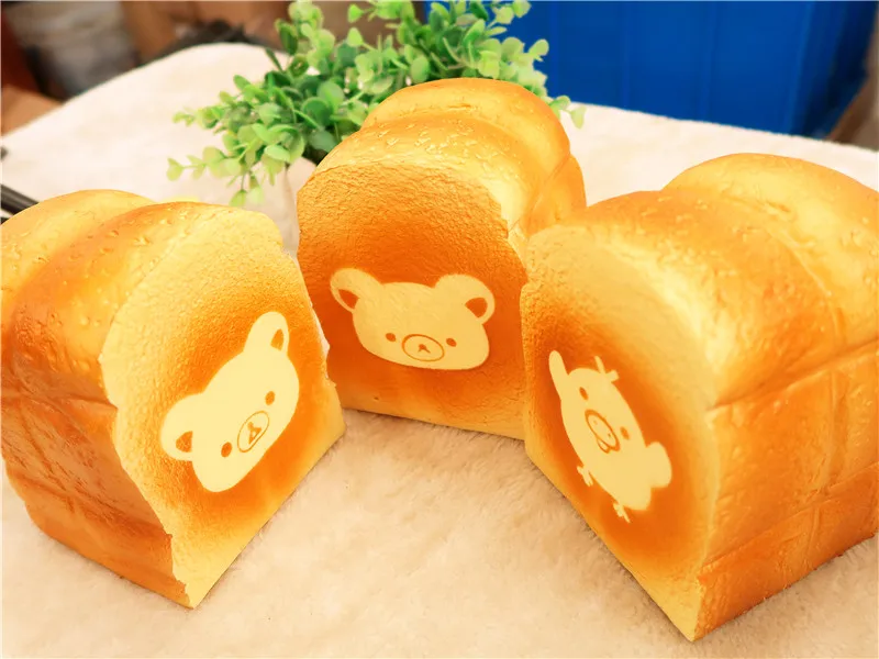 Супер большой мягкими замедлить рост Ароматические мультфильм Rilakkuma медведь; цыпленок тост буханка хлеба Еда Squishies Squeeze Toy оригинальная упаковка