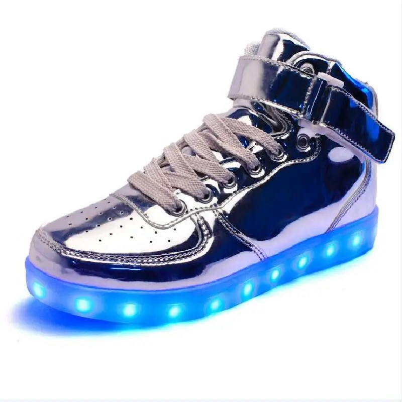 2018 New fashion children's LED shoes USB charging for boys girls high quality leather kids glowing sneakers size 25-38 | Детская