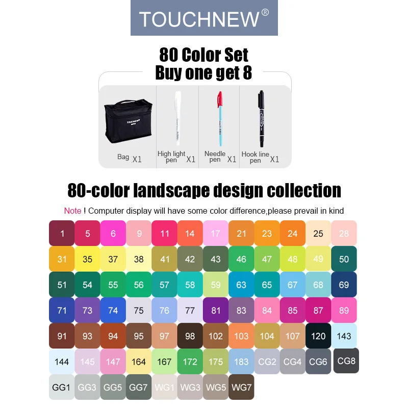 80 landscape design TouchFIVE 30/40/60/80/168 набор цветных маркеров на спиртовой основе для художников, высокое качество чернил для рисования марги, скетчей, дизайна - Цвет: 80 landscape design