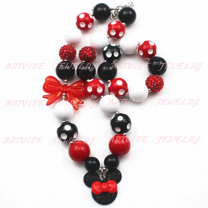 Красный узел Микки Мауса набор ожерелья для девушек массивное ожерелье жвачка