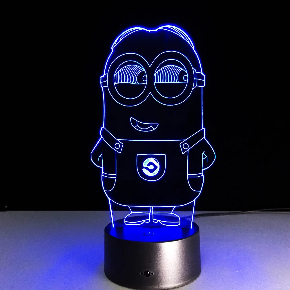 Миньоны 3D акриловая голограмма видение стерео свет Luz De LED 7 цветов лампочка