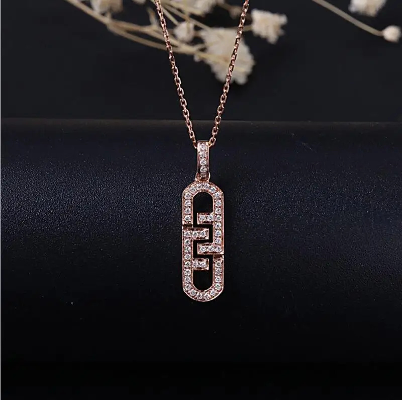 Necklace Aazuo Ювелирные наборы 18 K розовое золото(Au750) с настоящими бриллиантами браслет с овальными деталями ожерелье Для свадебное кольцо для женщин - Цвет камня: Necklace
