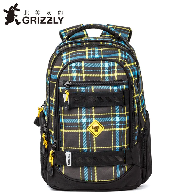 GRIZZLY, новинка, рюкзак для ноутбука, для мужчин, для подростков, для мальчиков, модная, большая емкость, Mochila, многофункциональные дорожные сумки, водонепроницаемая школьная сумка - Цвет: RU70732