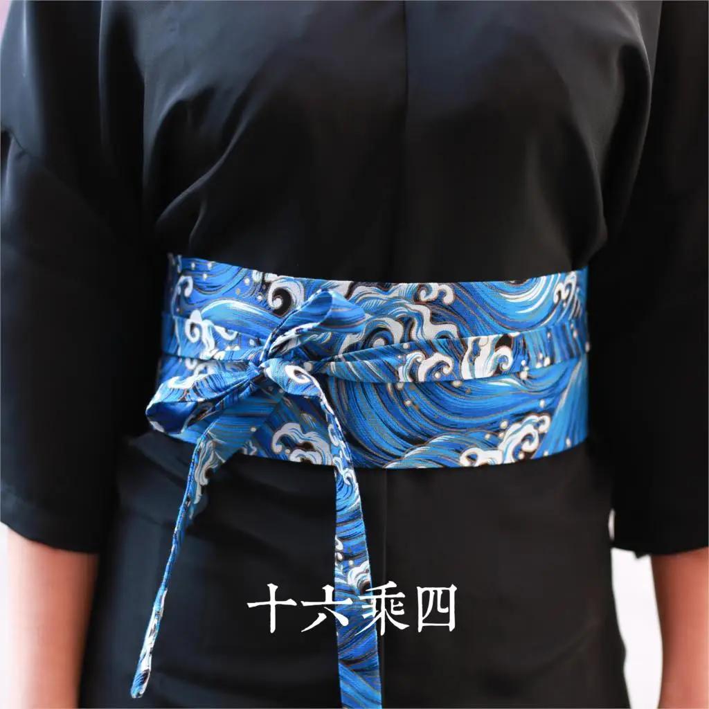 Высокое качество супер льготный японский кимоно hanfu feng древний этнический Ветер пояс широкие пояса - Цвет: Hot stamping wave