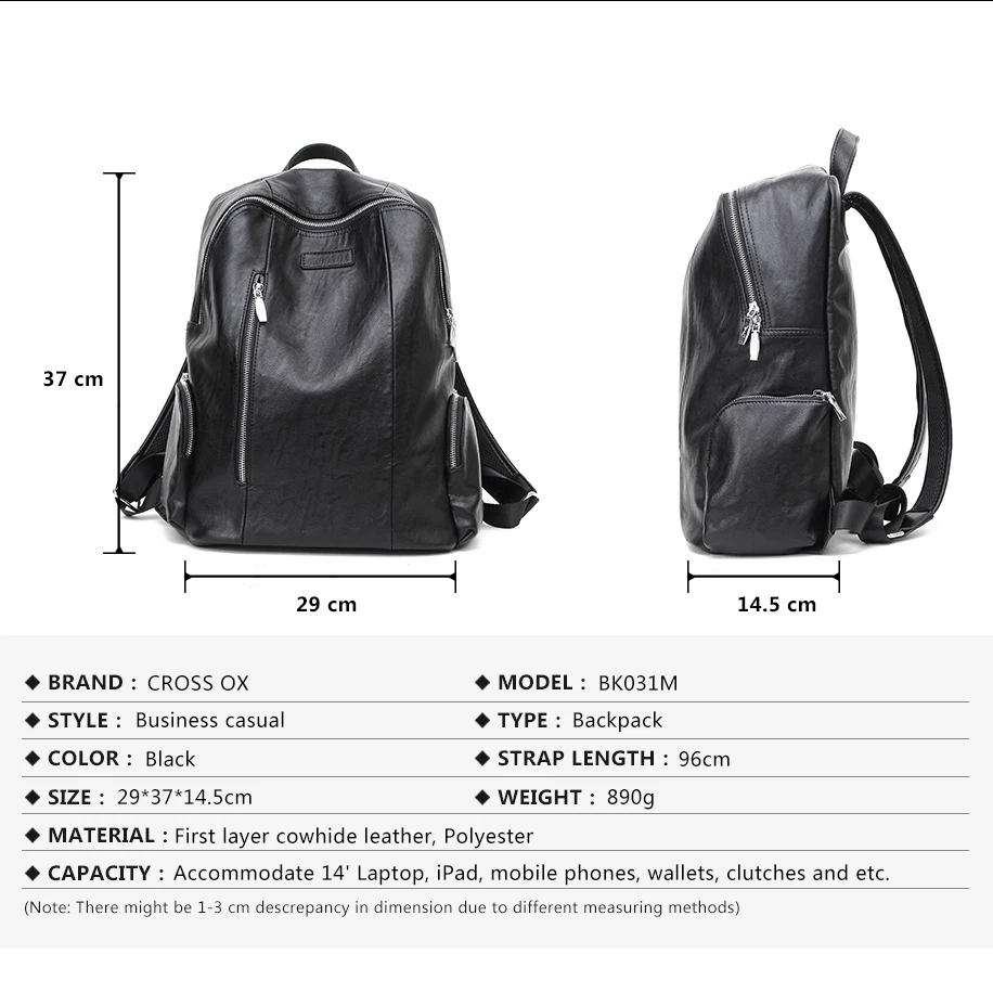 CROSS OX Осень Новое Прибытие Рюкзаки Для Мужчин Унисекс Вскользь Мешок Колледж