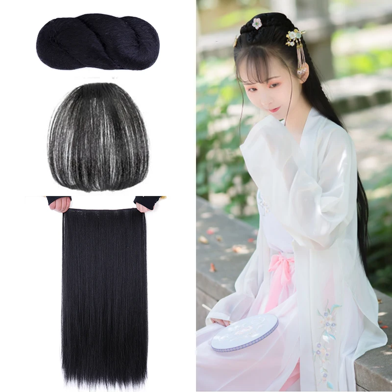 Древний костюм парик женский представление костюм hanfu cos ancientry волосы костюм ветер Студия фото республика китай - Цвет: Combination of 33