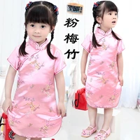 girls kids china style chinese qipao floral cheongsam summer mini dress clothing for girls