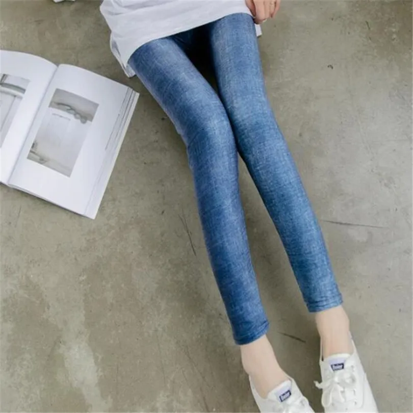 Gradient sky blue YSDNCHI пикантные леггинсы из искусственной джинсы с принтом бабочки летние Лидер продаж для женщин Высокая талия джинсы для брюки для фитнеса, леггинсы - Цвет: Gradient sky blue