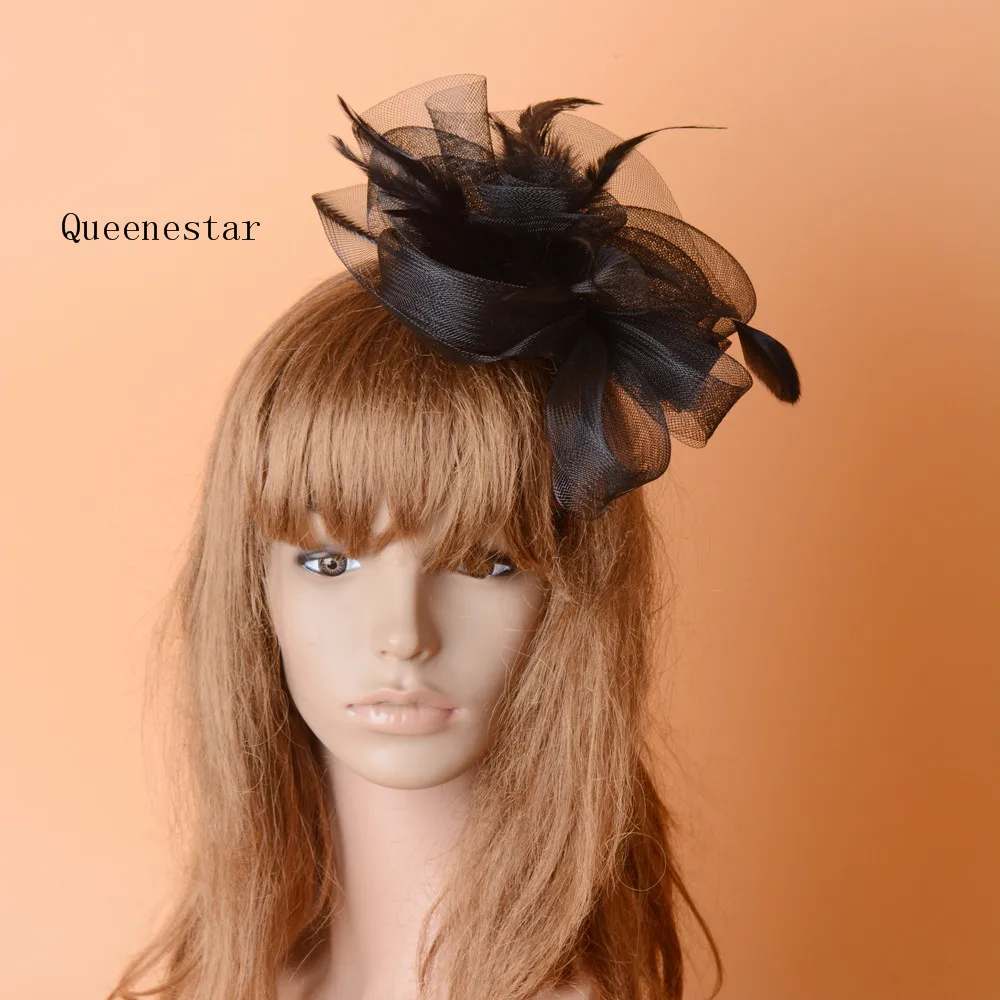 2017 Gauze Mesh Bridal Headdress Red Brown Grey Blue Flower Feather Wedding Hat Fascinator Hairpin Cocktail Party |