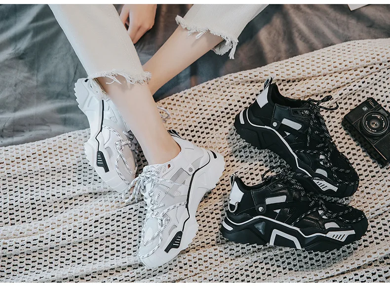 Повседневная Белая обувь; женские кроссовки на массивной платформе; zapatos de mujer; Лоскутная обувь; chaussure femme; женская дышащая обувь