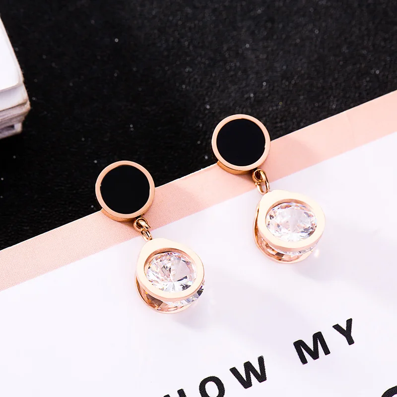 Женские серьги пусеты LUXSHINE из нержавеющей стали с кубическим цирконием