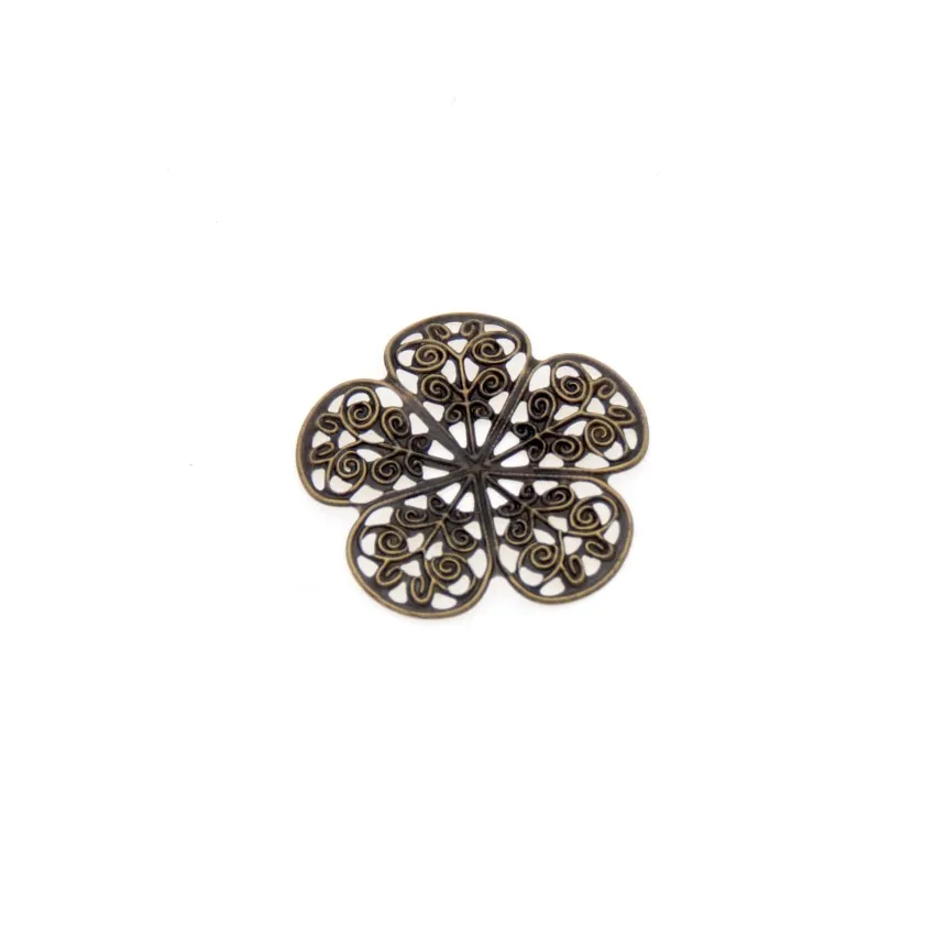 

Free shipping 20Pcs Bronze/White K/Gold Metal Flower Filigree Wraps Connectors Metal Crafts Decoration DIY Findings 35*35mm