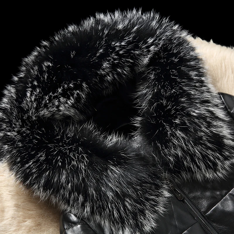 Женские зимние куртки из натуральной кожи пальто овечьей с натуральным мехом