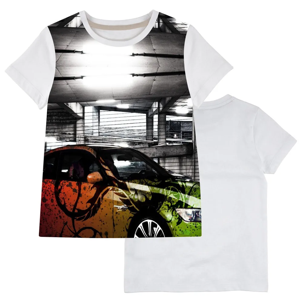 Мальчик t shirs baby girl бренд дети shir Baby & Дети крутой автомобиль печать shor рукава ops