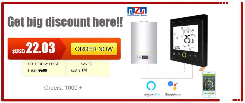 MJZM BGL-002-WiFi термостат для газового котла контроль температуры Лер Alexa Google домашний контроль терморегулятор для теплого помещения