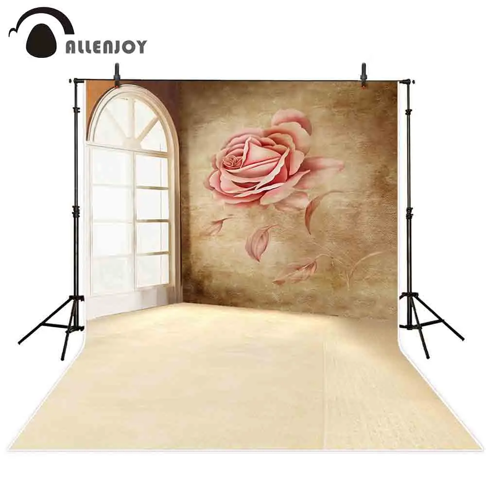 

Allenjoy photophone photo backdrops rose wall arch window indoor Valentine photocall background photography photozone studio