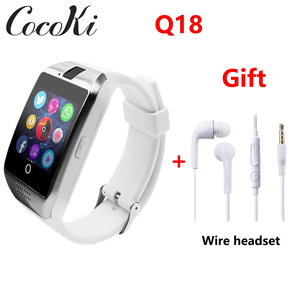 Смарт-часы с Камера Q18 Bluetooth SmartWatch SIM TF слот для карты Фитнес трекер активности