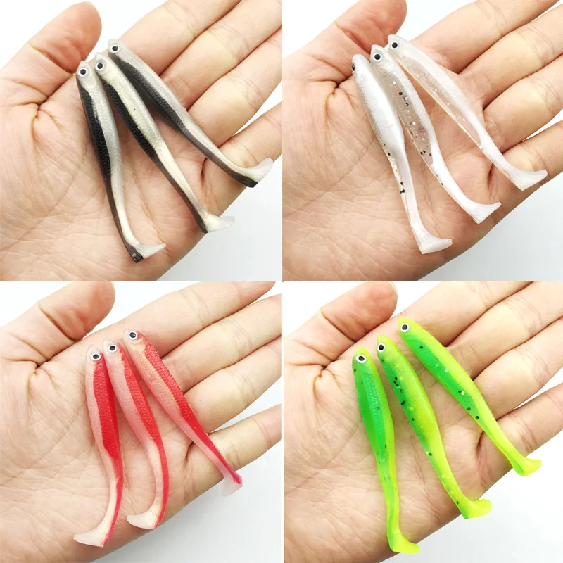 24 шт./лот приманка для рыбалки мягкая 3D Глаза Мягкая 2 г/7 см на сельдь червячная