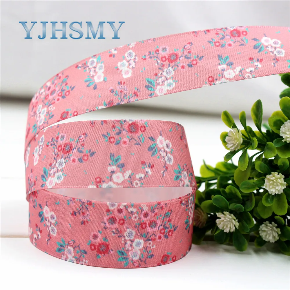 YJHSMY D 17306 1114 10 ярдов 25 мм цветочный принт grosgrain ленты Свадебные аксессуары