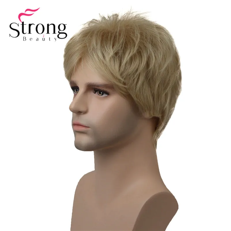 StrongBeauty светлые короткие стриженные полный синтетический парик для мужчин мужские волосы ворсистые реалистичные парики выбор цвета