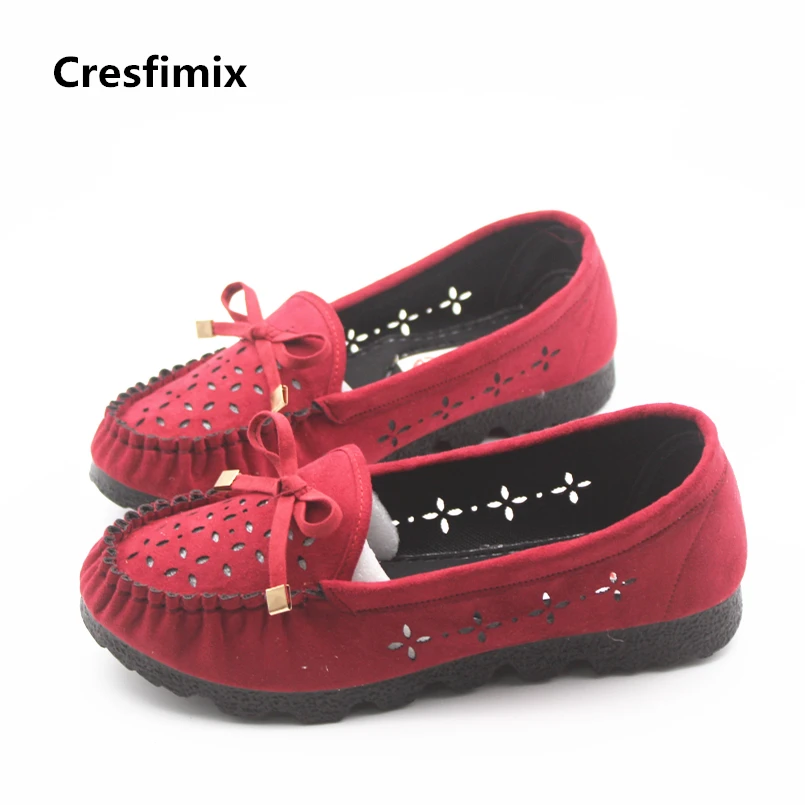 Cresfimix zapatos de mujer Женская Повседневная дышащая обувь красного цвета крутая с бантом