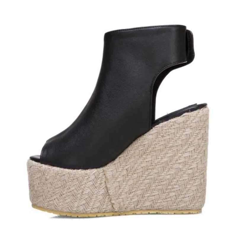 FITWEE босоножки на танкетке Женская обувь однотонные Цвет высоком каблуке с