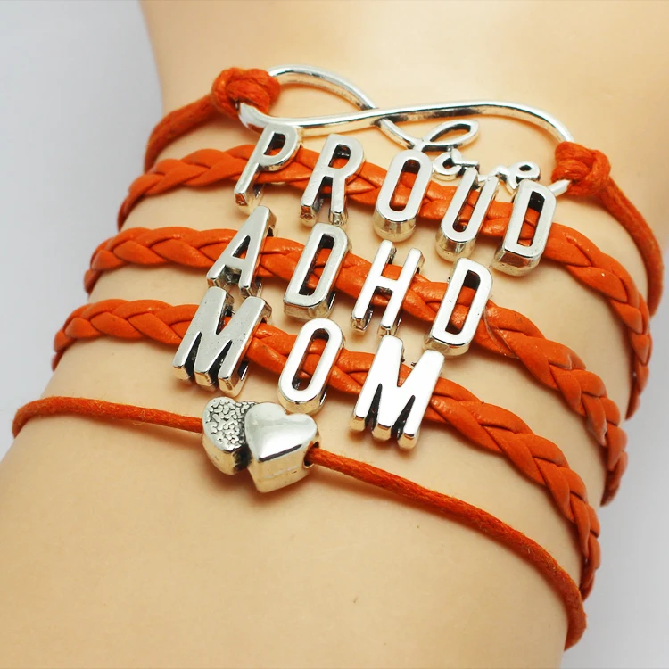 Оранжевая оплетка горд СДВГ мама тетушка сестер понимание браслет многослойное