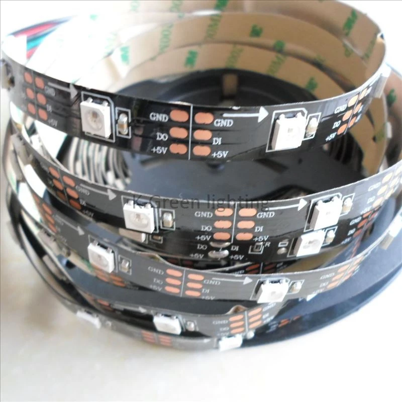 

20mX High quality WS2811 digital LED strip DC12V input 30LEDs/m 10IC/m BLACK PCB express free shipping
