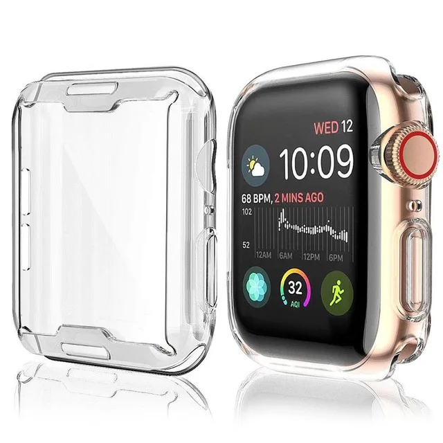 transparent Чехол для экрана из ТПУ для Apple Watch Series 4 3 2 мягкий прозрачный чехол 40 мм 44 мм 38 мм 42 мм для iWatch Case Аксессуары - Цвет: transparent