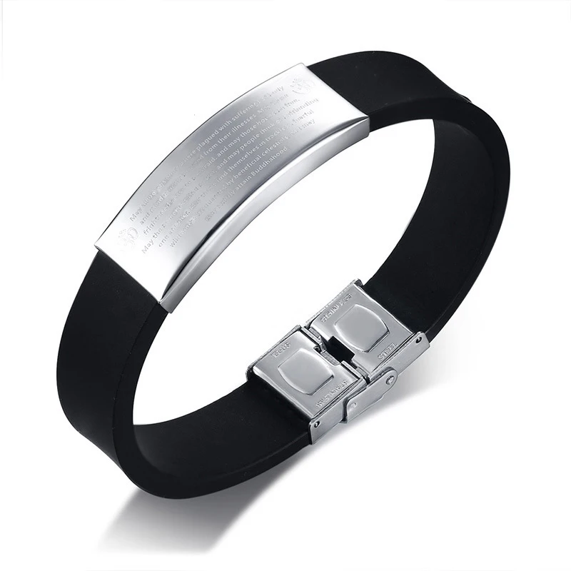 SIZZZ Stainless steel jewelry wholesale European and American style scriptures silicone bracelet&ampbangles | Украшения и
