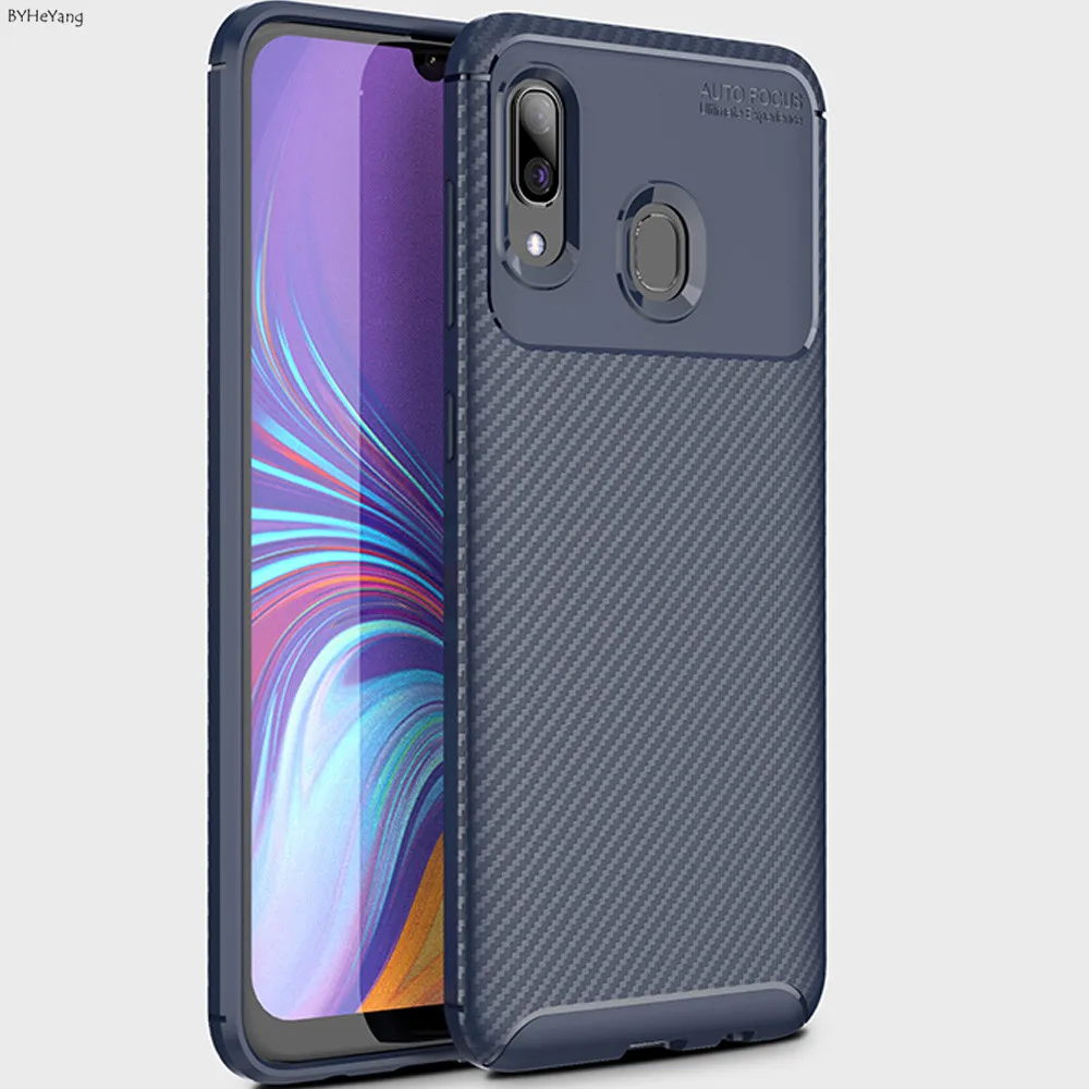 Для Samsung Galaxy A30 чехол Мягкая силиконовая задняя крышка из углеродного волокна ТПУ