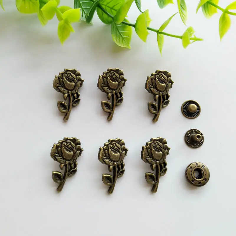 6 комплектов розовый цинковый сплав защелкивающаяся застежка пресс-шпилька