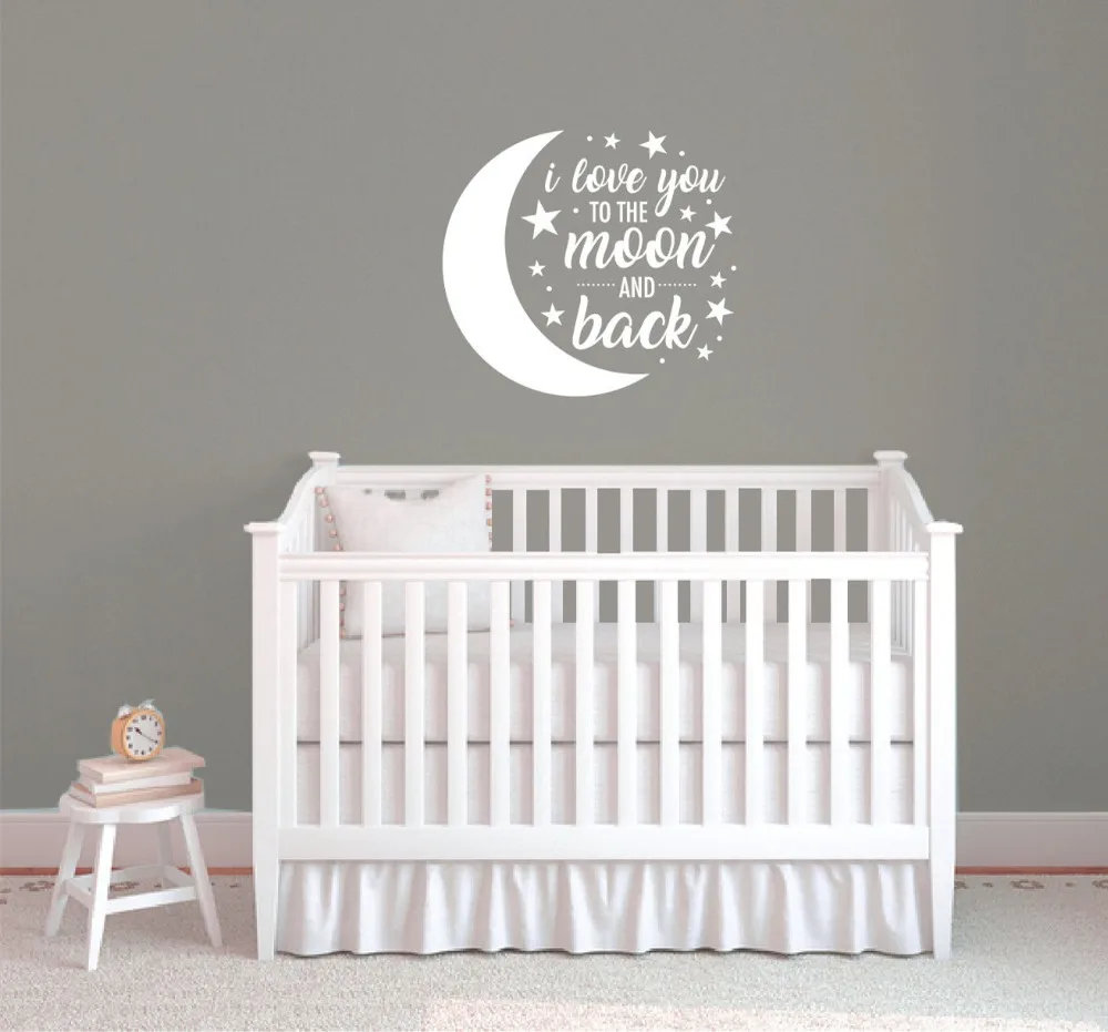 Цитата Наклейка на стену с надписью I love you to the moon and back (мама я тебя детские