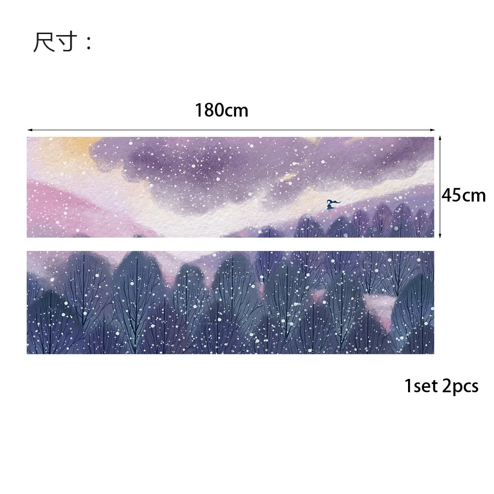 3D зимний шторм пейзаж кровать изголовье стены стикеры Обои Декор Съемная