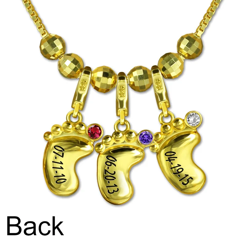Женское ожерелье с 3D гравировкой из камня по дате рождения Золотая цепь для