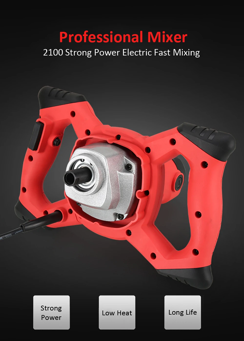 KKmoon 220V 2100W портативный Электрический 50/60Hz 6-Скорость цемент миксер 800 об/мин/EU Мешалка Для минометных снарядов Краски буровой раствор