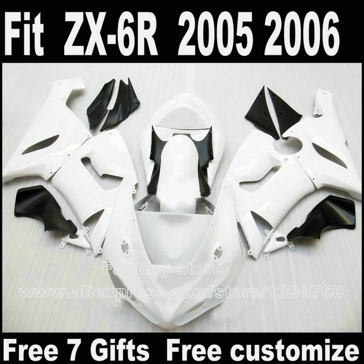 

Body kits for Kawasaki ZX6R fairing kits 2005 2006 black white plastic bodywork set 05 06 Ninja 636 fairings S213